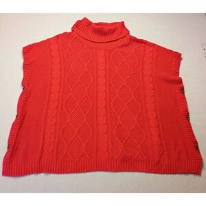 D&Co Denim&Company Red Cowl Neck Cable Knit Sweater Vest Size 3X Christmas‎